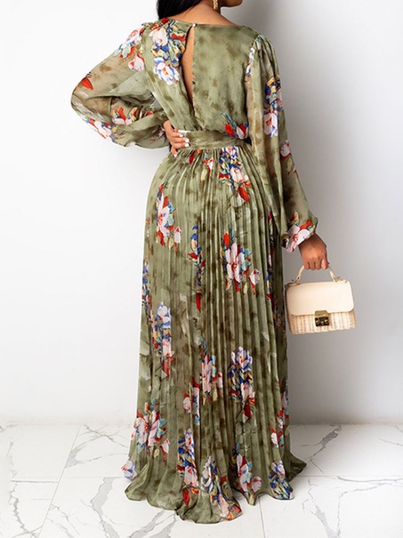 Floral Maxi Φόρεμα Με Τύπωμα V-Λαιμόκοψης Με Επέκταση Στο Πάτωμα