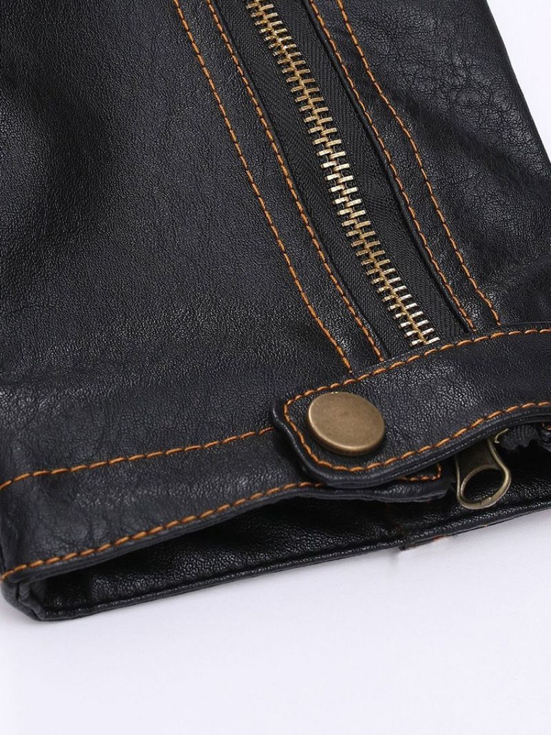 Ανδρικό Δερμάτινο Μπουφάν Repel Plain Standard Fashion Zipper