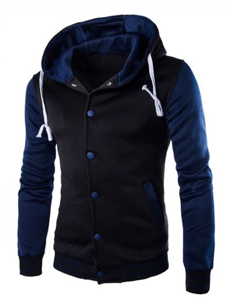 Μπλοκ χρώματος Patchwork Hooded Casual Slim Σακάκι