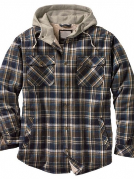 Χειμερινό Casual Μπουφάν Fleece Καρό Patchwork