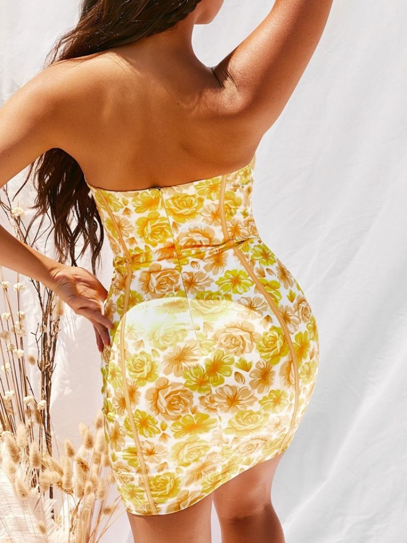 Εκτύπωση Αμάνικο Φόρεμα Πάνω Από Το Γόνατο Floral Bodycon