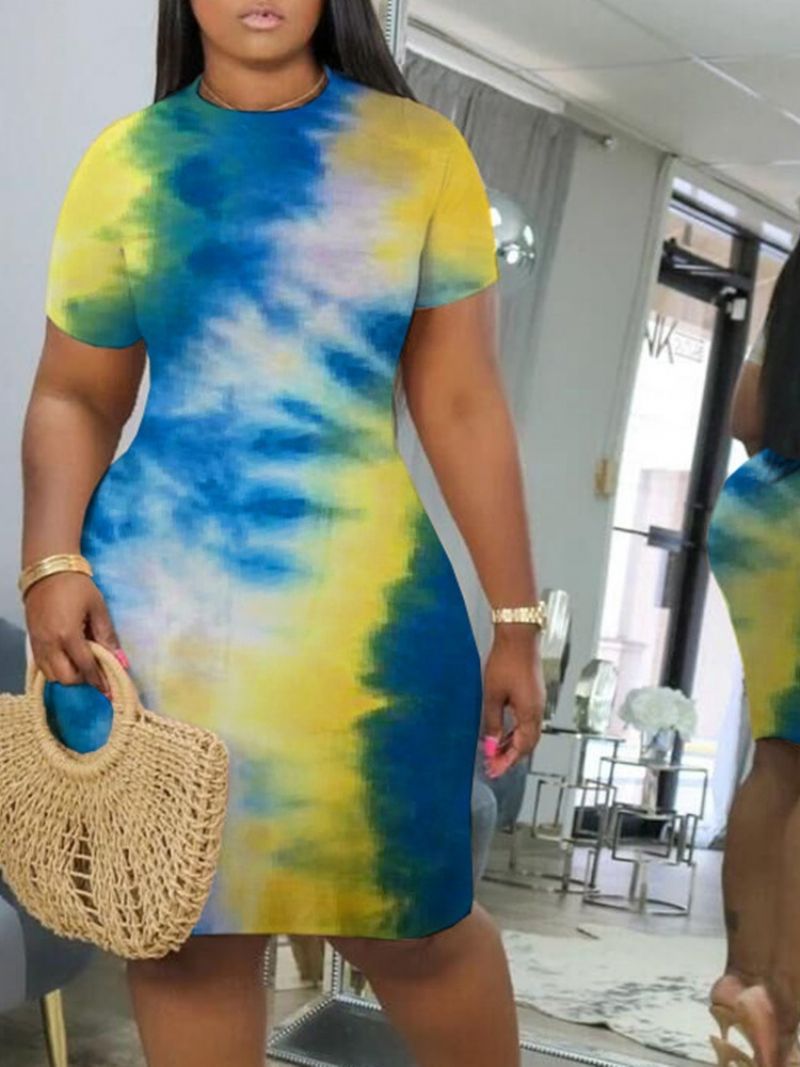 Φόρεμα Bodycon Με Κοντό Μανίκι Tie-Dye Μέχρι Το Γόνατο