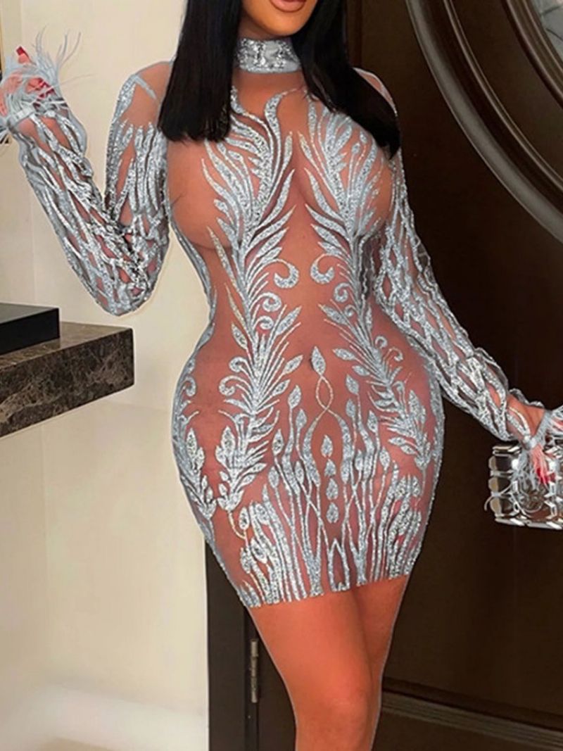 Φόρεμα Bodycon Με Μακρυμάνικο Γιακά Πάνω Από Το Γόνατο