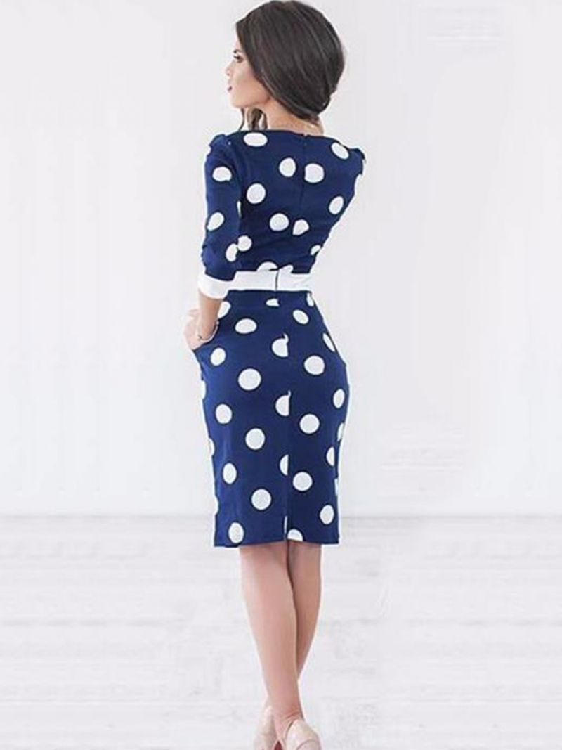 Φόρεμα Bowknot Bodycon Πουά Μέχρι Το Γόνατο