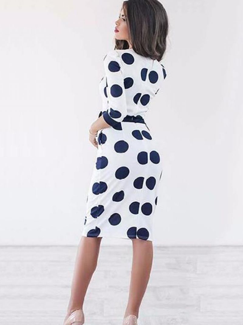 Φόρεμα Bowknot Bodycon Πουά Μέχρι Το Γόνατο