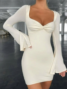 Φόρεμα Με Μακρύ Μανίκι Πάνω Από Το Γόνατο Bodycon Flare Sleeve