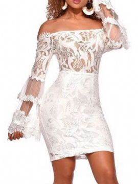 Φόρεμα Πάνω Από Το Γόνατο Lace Off Shoulder Mid Waist Plant