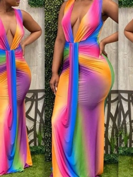 Φόρεμα Western Bodycon Με Λαιμόκοψη Με V Μανίκι Στο Πάτωμα