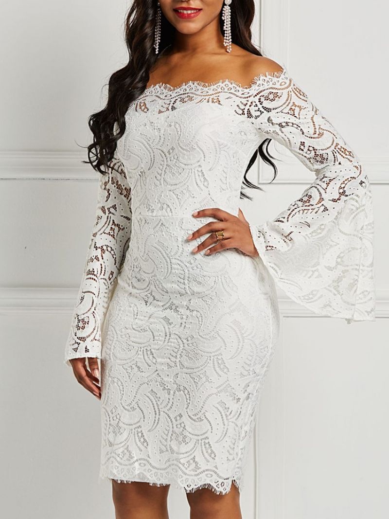 Γυναικείο Bodycon Φόρεμα Hollow Flare Sleeve Lace