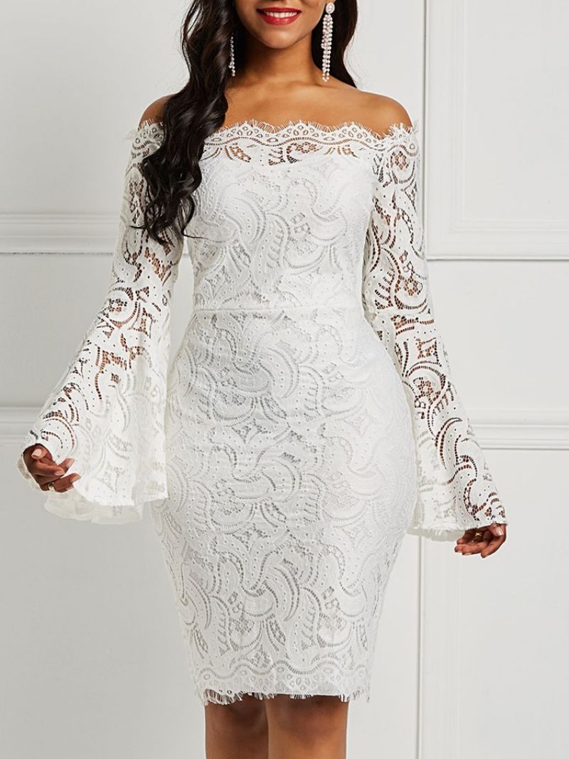 Γυναικείο Bodycon Φόρεμα Hollow Flare Sleeve Lace