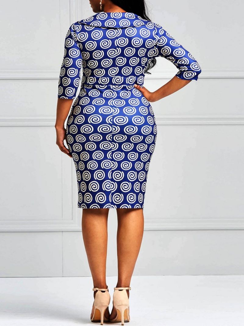 Γυναικείο Φόρεμα Geometric Print Bodycon Μέχρι Το Γόνατο