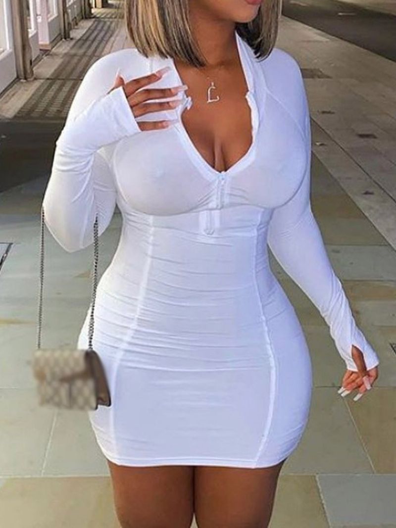 Καλοκαιρινό Φόρεμα Μακρυμάνικο Bodycon Με Φερμουάρ Πάνω Από Το Γόνατο