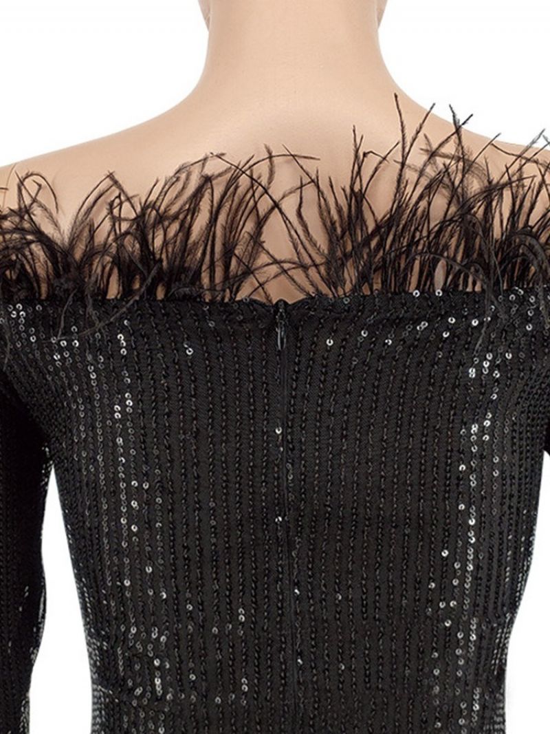 Σέξι Καλοκαιρινό Φόρεμα Above Knee Sequins Off Shoulder