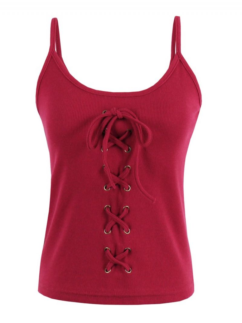 Απλό Λουράκι Σπαγγέτι Lace-Up Tank Top