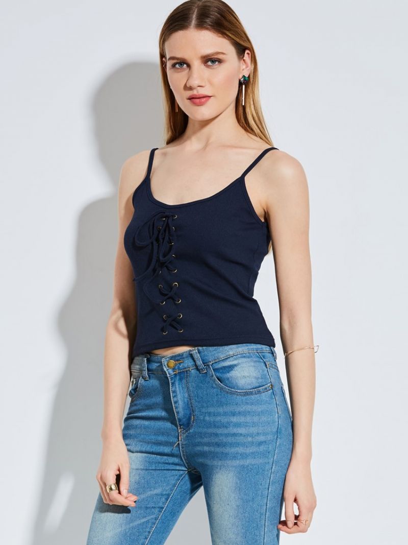 Απλό Λουράκι Σπαγγέτι Lace-Up Tank Top