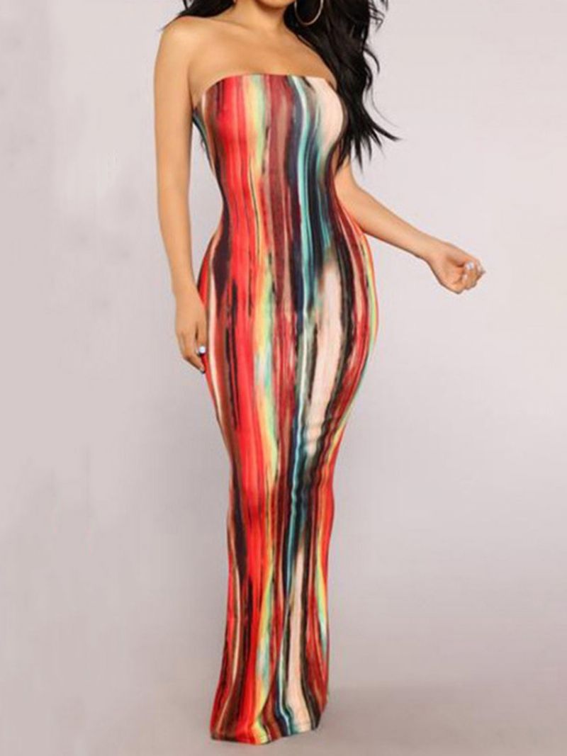 Φόρεμα Tie Dye Αμάνικο Bodycon Φόρεμα Με Μήκος Στο Πάτωμα