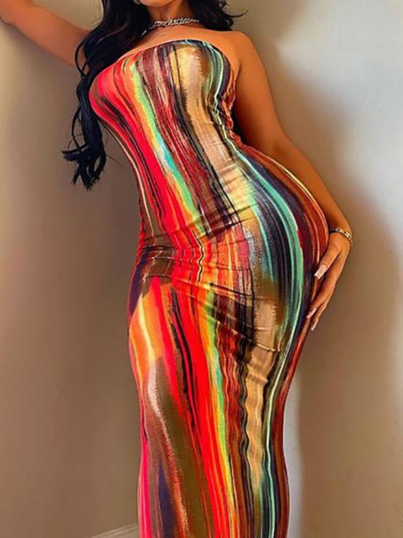 Φόρεμα Tie Dye Αμάνικο Bodycon Φόρεμα Με Μήκος Στο Πάτωμα