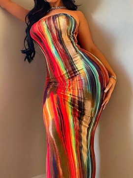 Φόρεμα Tie Dye Αμάνικο Bodycon Φόρεμα Με Μήκος Στο Πάτωμα