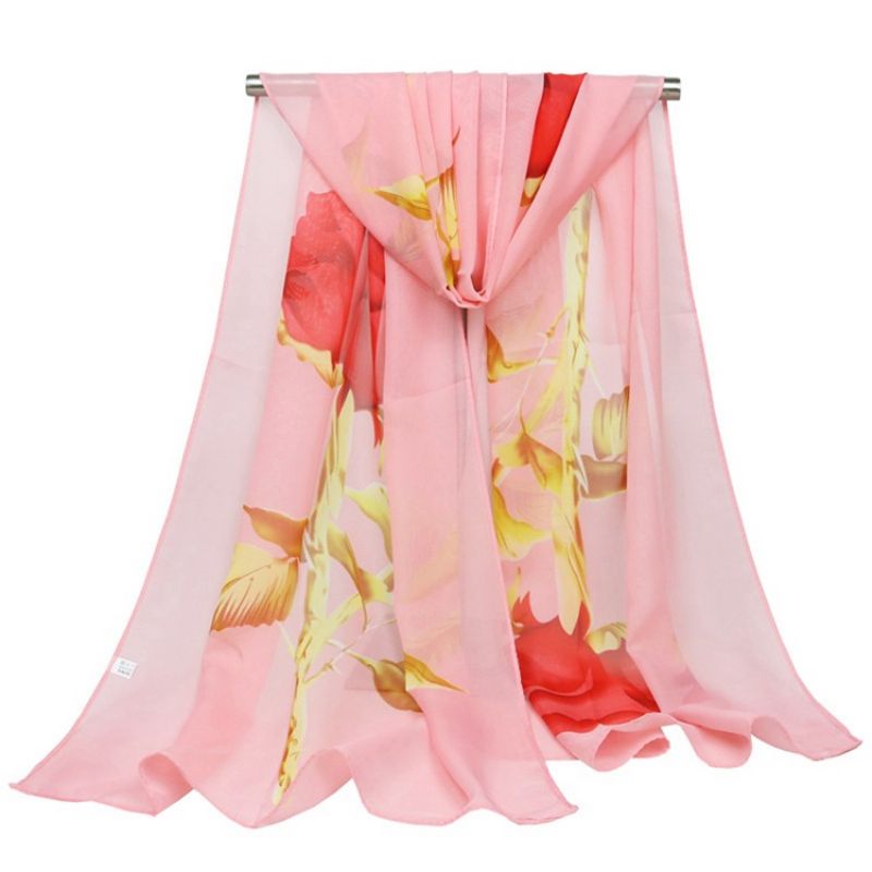 Γυναικείο Κασκόλ Graceful Rose Printed Chiffon