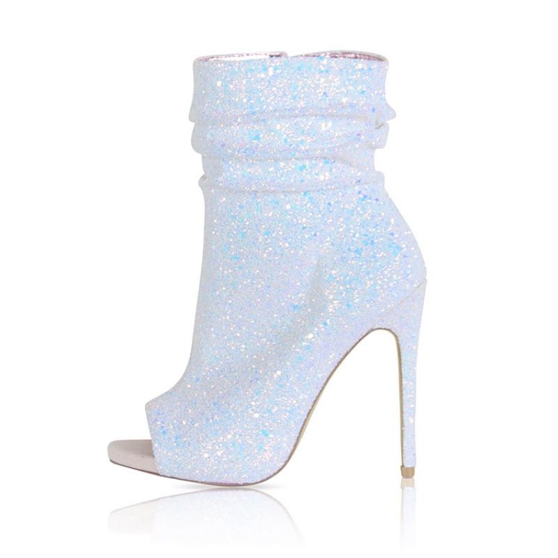 Γυναικείες Μπότες Rhinestone Peep Toe Stiletto Heel