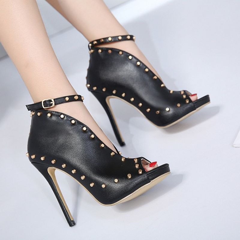 Stiletto Heel Απλό Peep Toe Stiletto Μπότες Western με τακούνι