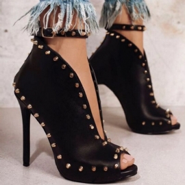 Stiletto Heel Απλό Peep Toe Stiletto Μπότες Western με τακούνι