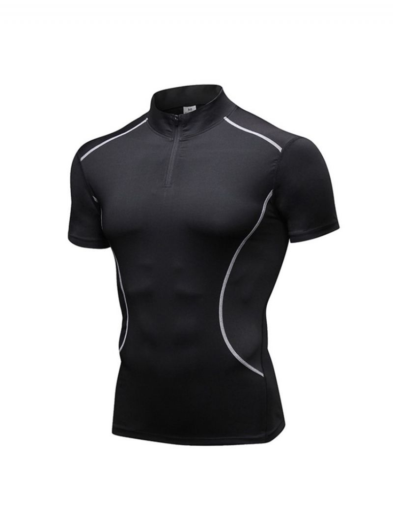 Ανδρικό Μπλουζάκι Μπλοκ χρώματος Zipper Stretch Sports Quick Dry