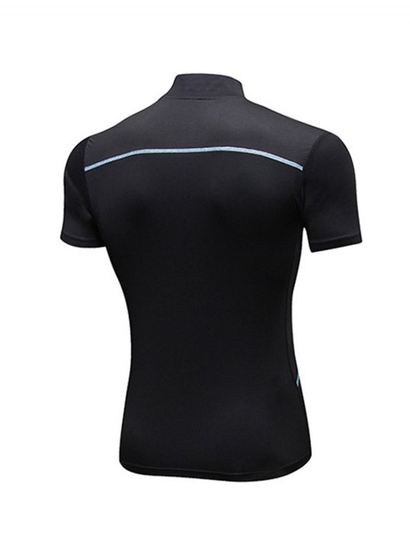 Ανδρικό Μπλουζάκι Μπλοκ χρώματος Zipper Stretch Sports Quick Dry