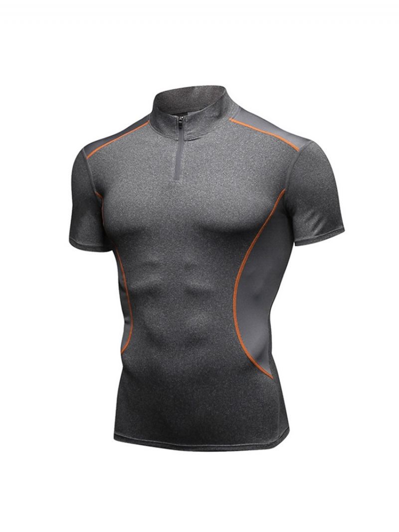 Ανδρικό Μπλουζάκι Μπλοκ χρώματος Zipper Stretch Sports Quick Dry