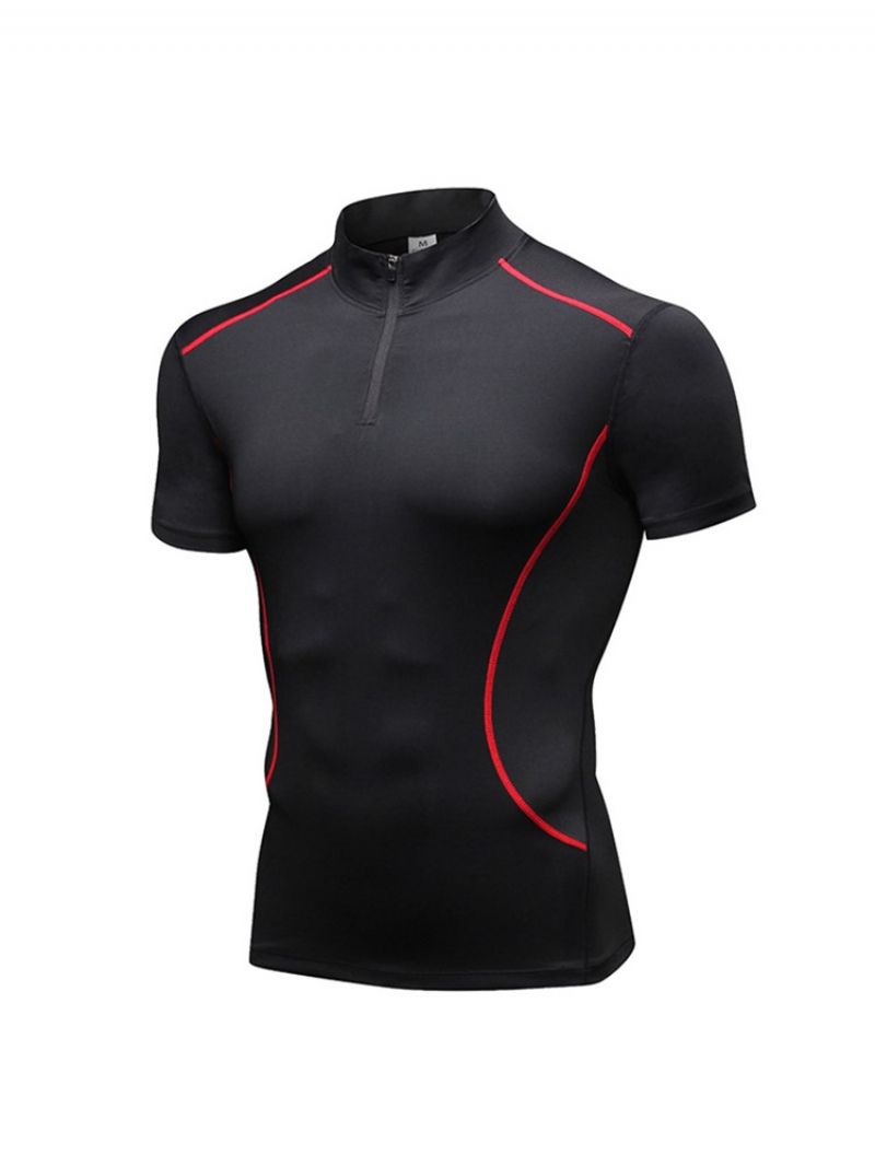 Ανδρικό Μπλουζάκι Μπλοκ χρώματος Zipper Stretch Sports Quick Dry