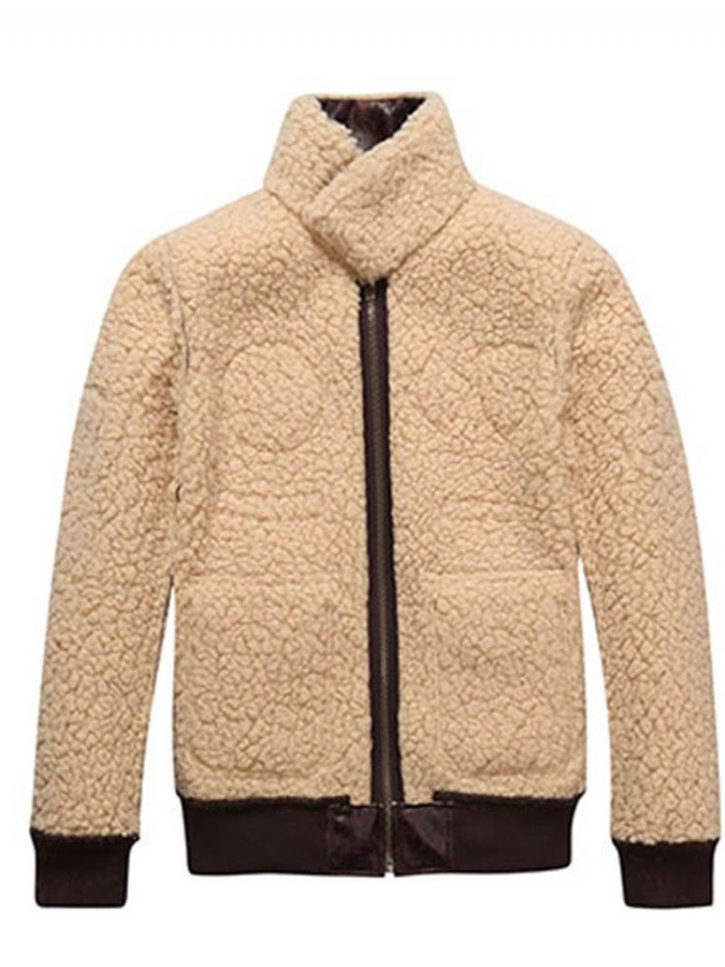 Ανδρικό Παλτό Pu Faux Shearling Thicken Warm Small Size