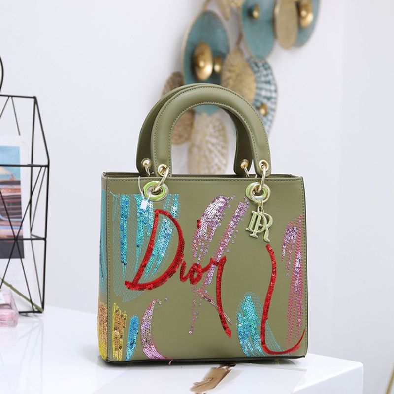 Letter Sequins Pu Rectangle Tote Bags