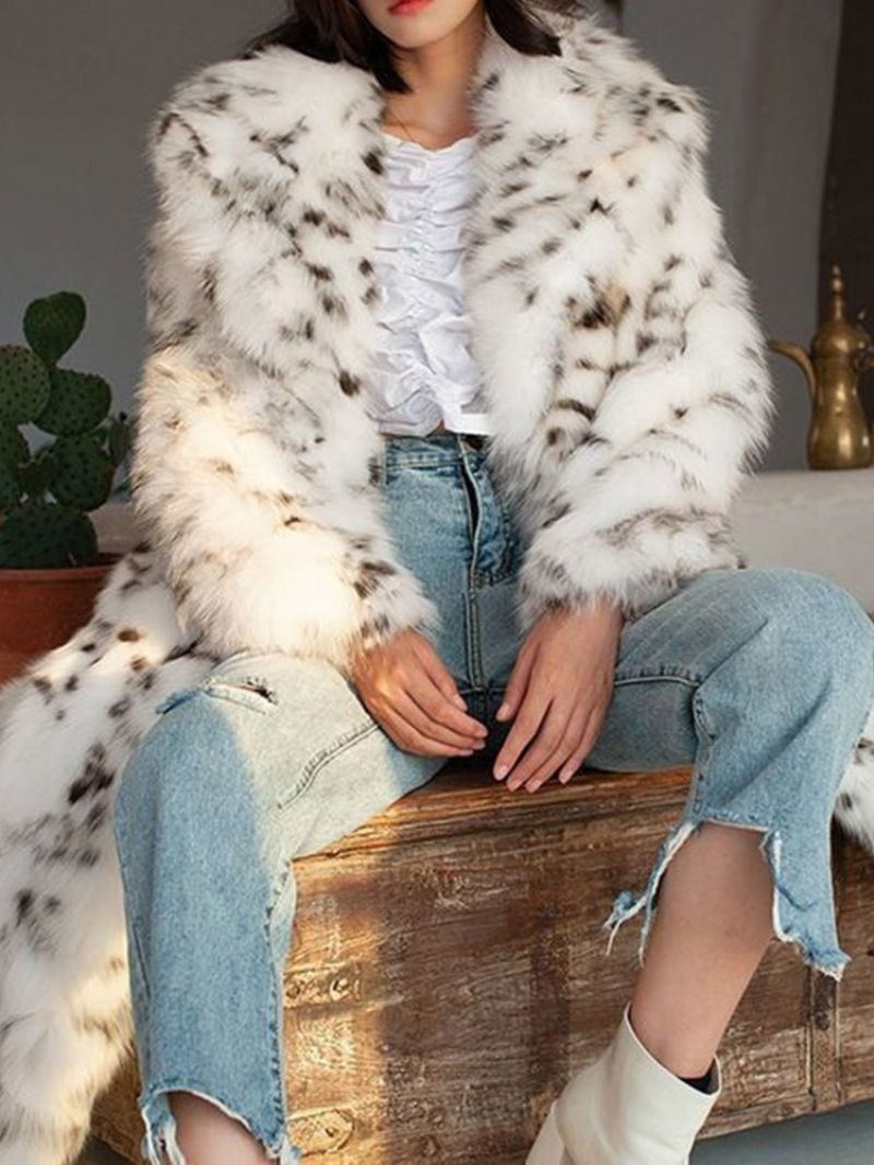 Πέτο Λεοπάρ Μακρύ Χειμωνιάτικο Παλτό Από Faux Fur