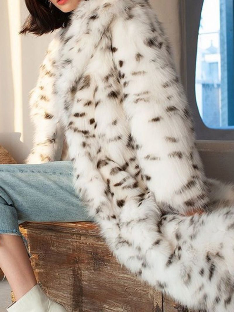 Πέτο Λεοπάρ Μακρύ Χειμωνιάτικο Παλτό Από Faux Fur