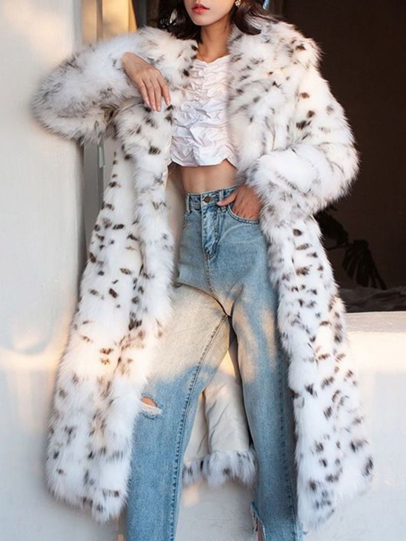 Πέτο Λεοπάρ Μακρύ Χειμωνιάτικο Παλτό Από Faux Fur