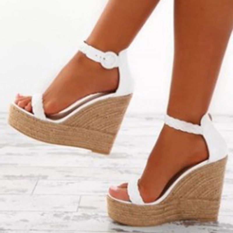 Γυναικεία Πέδιλα Με Μονόχρωμο Τακούνι Wedge Heel