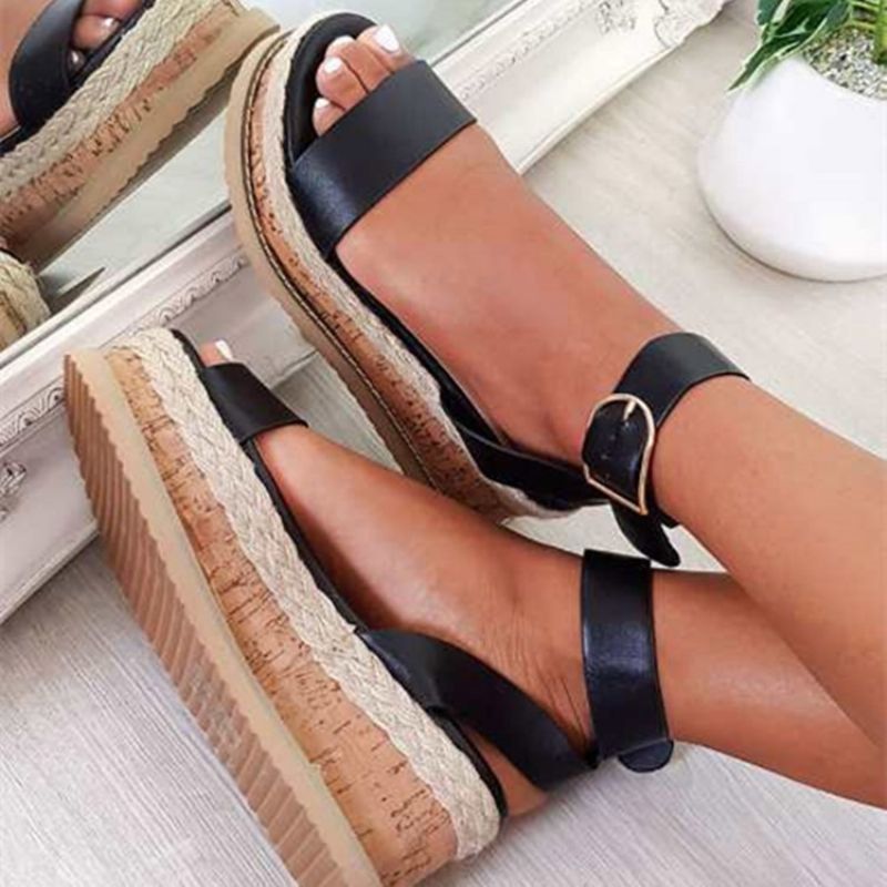 Γυναικεία Πέδιλα Western Με Open Toe Buckle Platform