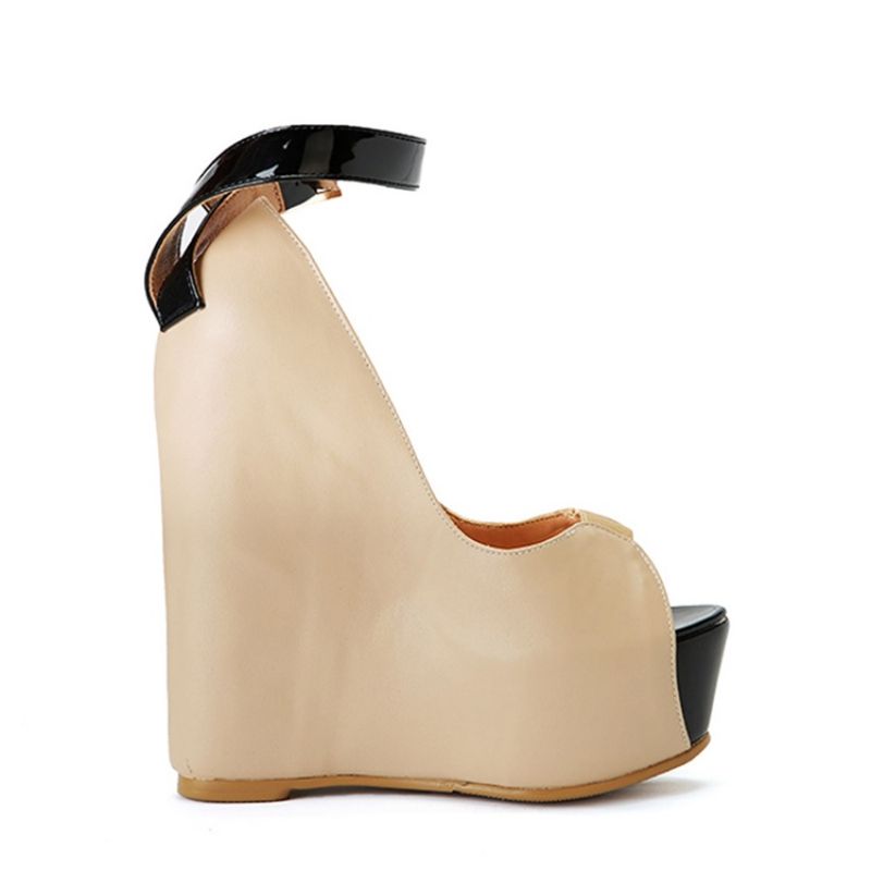 Γυναικεία Σανδάλια Peep Toe Line-Style Buckle Wedge Heel