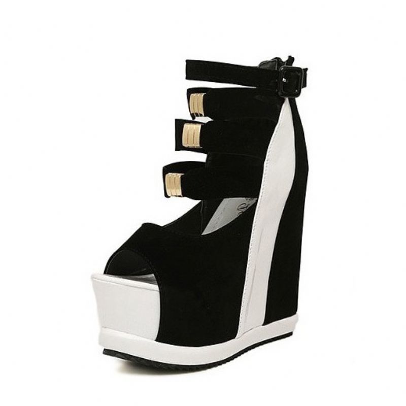 Γυναικεία Σανδάλια Peep Toe Wedge Heel Buckle Platform