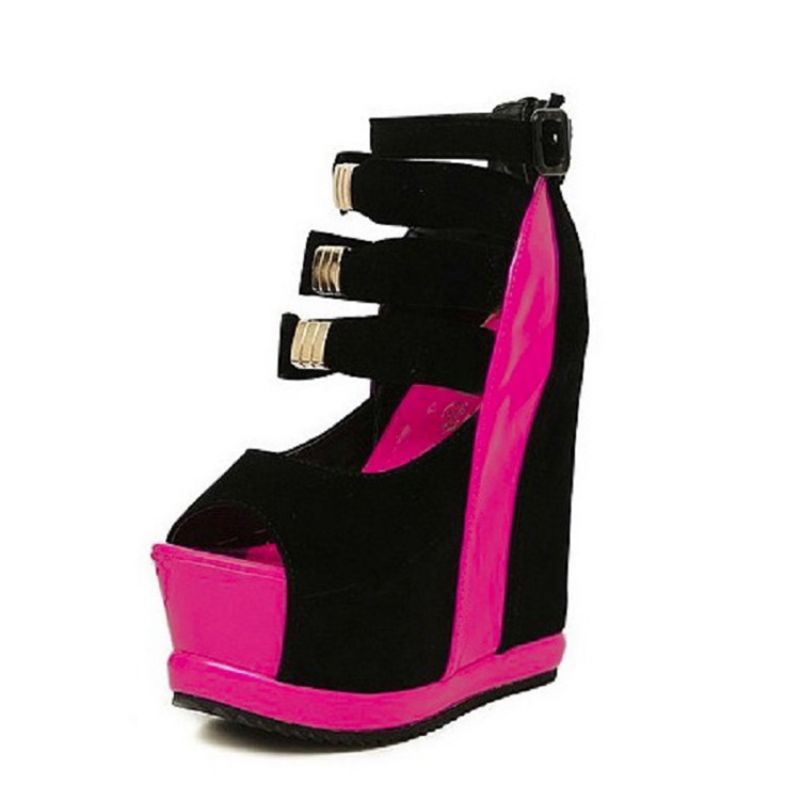 Γυναικεία Σανδάλια Peep Toe Wedge Heel Buckle Platform