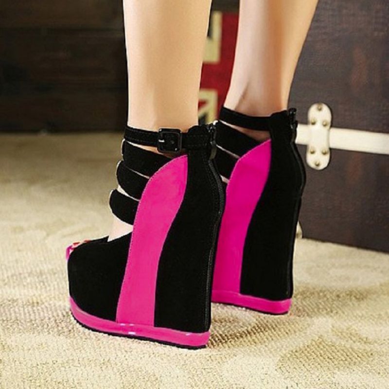 Γυναικεία Σανδάλια Peep Toe Wedge Heel Buckle Platform