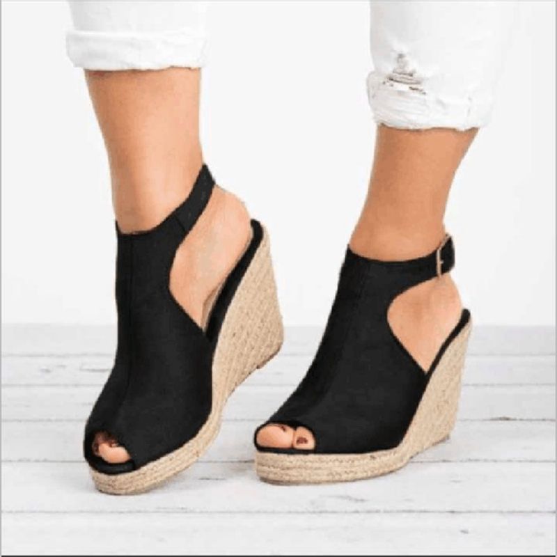 Γυναικεία Σανδάλια Pu Peep Toe Buckle Wedge Heel