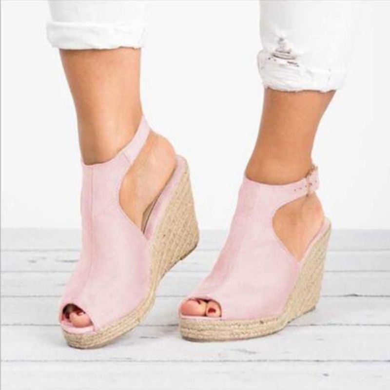 Γυναικεία Σανδάλια Pu Peep Toe Buckle Wedge Heel