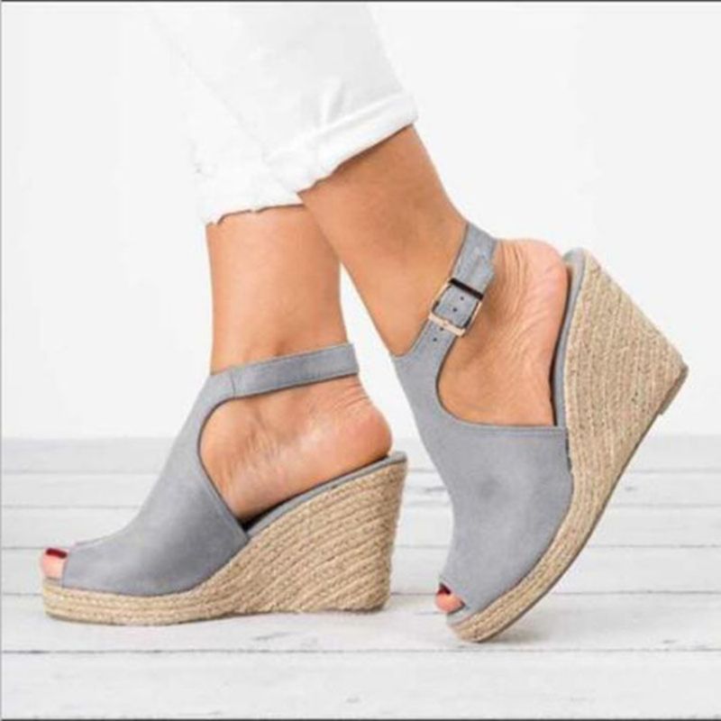 Γυναικεία Σανδάλια Pu Peep Toe Buckle Wedge Heel