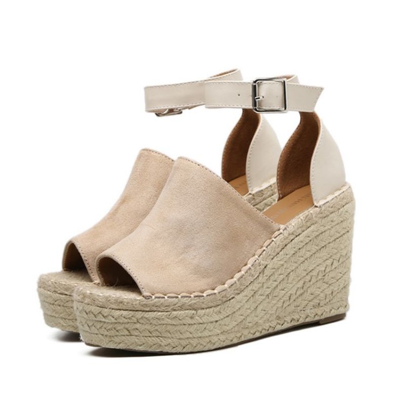 Πόρπη Peep Toe Platform Espadrille Wedge Σανδάλια