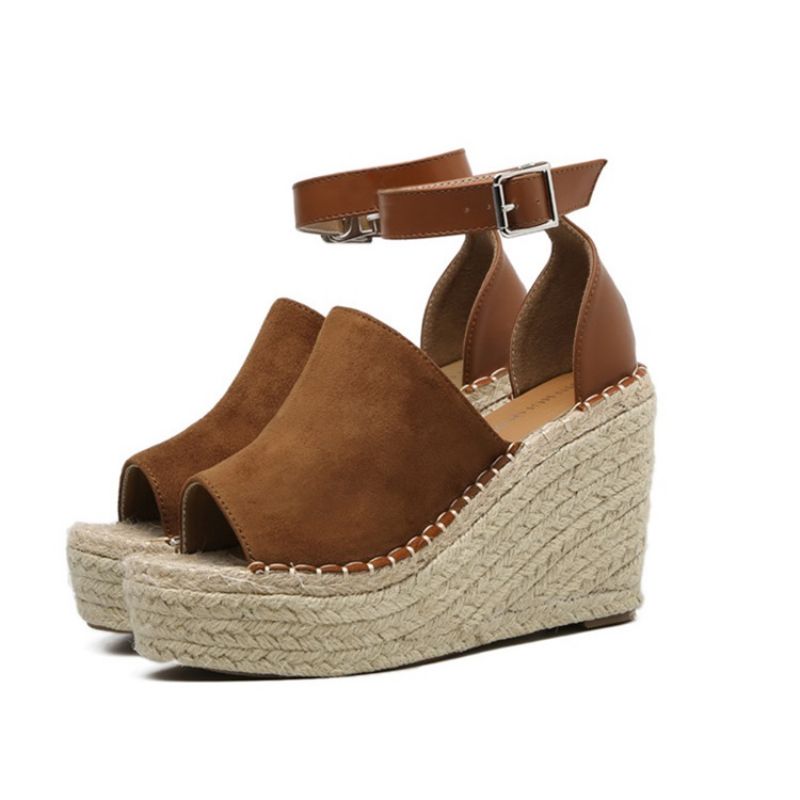 Πόρπη Peep Toe Platform Espadrille Wedge Σανδάλια