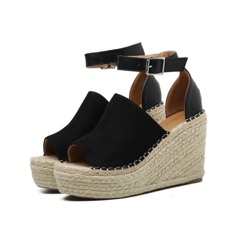 Πόρπη Peep Toe Platform Espadrille Wedge Σανδάλια