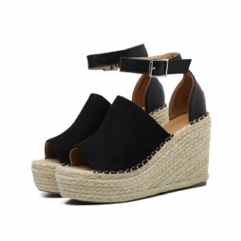 Πόρπη Peep Toe Platform Espadrille Wedge Σανδάλια