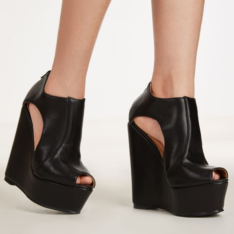 Σανδάλια Pu Platform Peep Toe Wedge