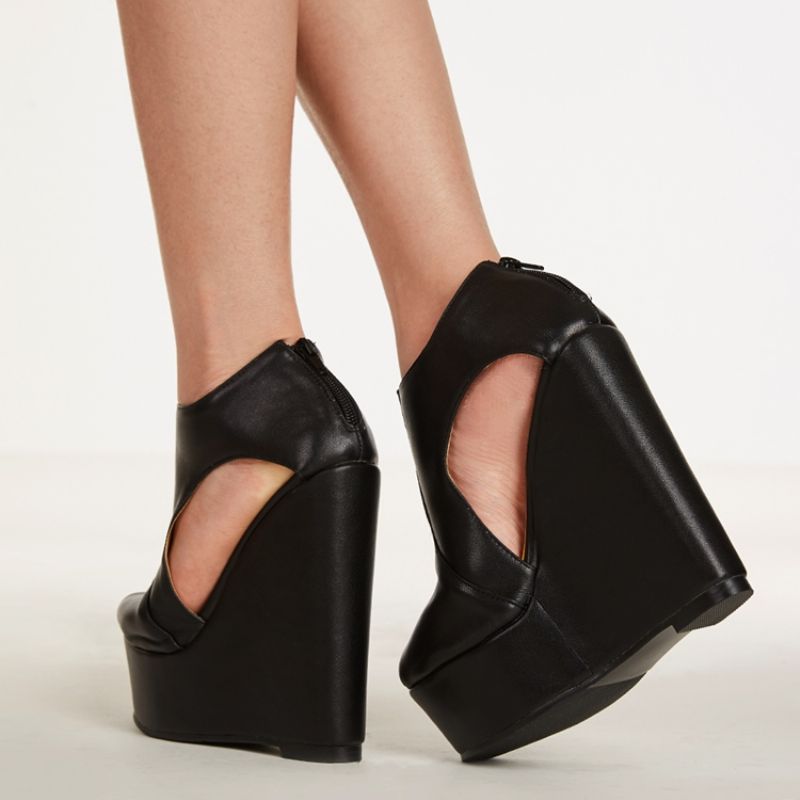 Σανδάλια Pu Platform Peep Toe Wedge